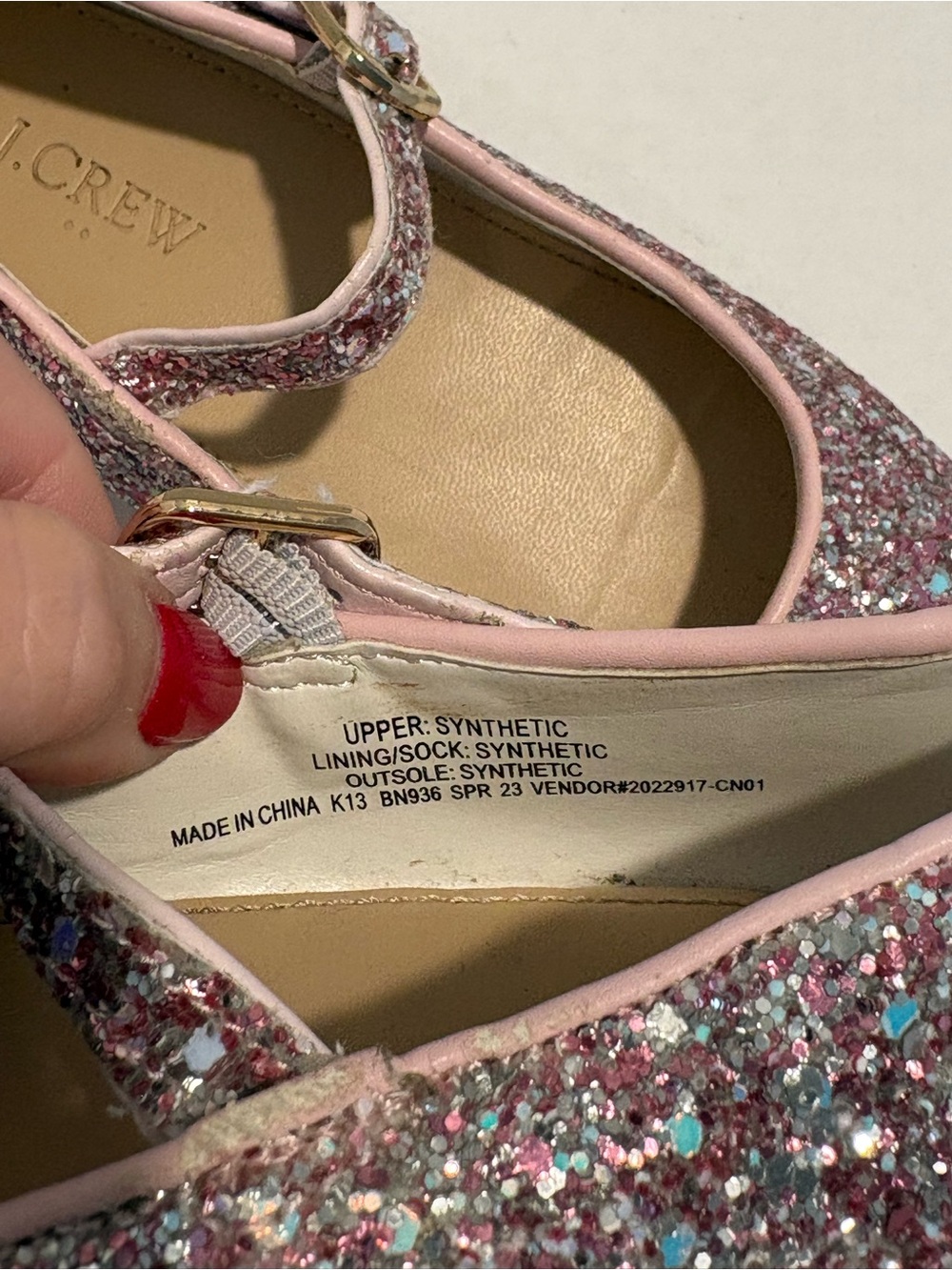 J. Crew Girls Pink Glitter Mary Janes with Buckle Sparkly - Picture 5 of 6